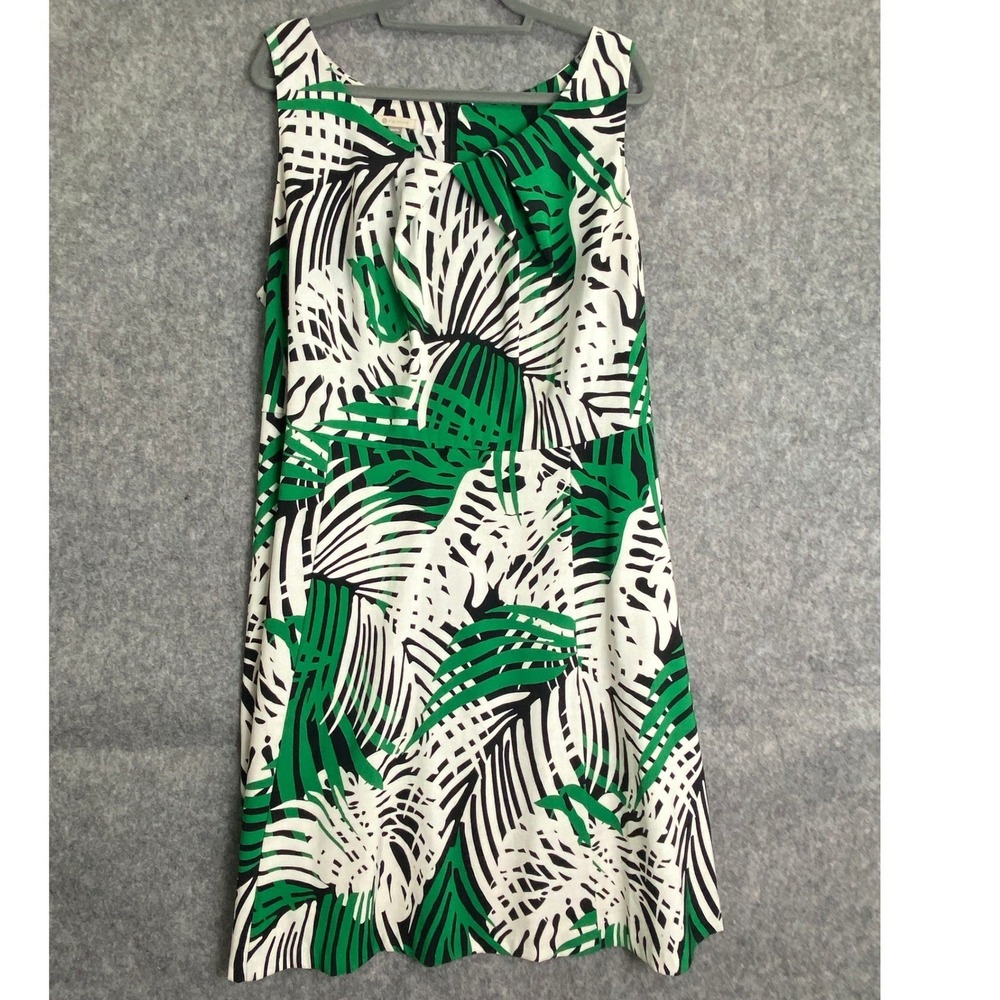 Signature Darby Dress 22W‎ Green Black White Palm Leaf Sleeveless S Resortwear